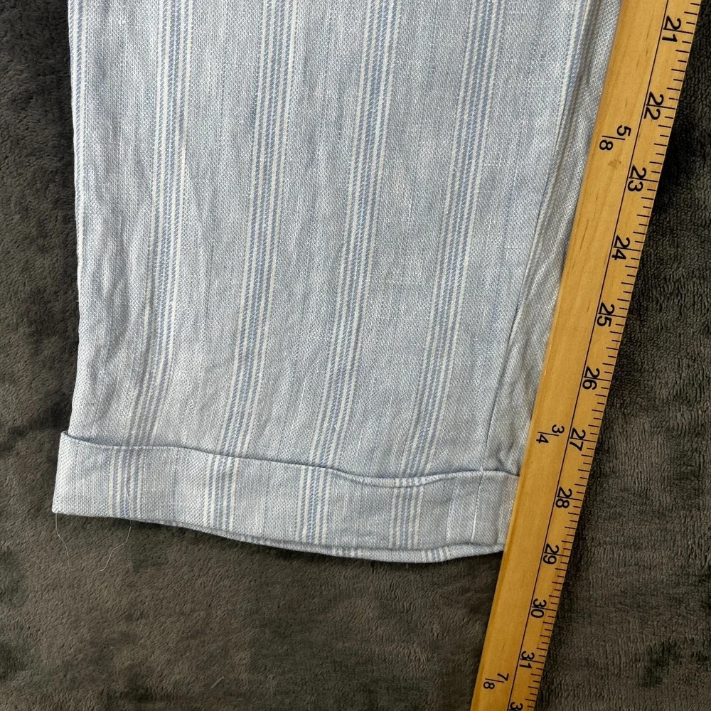 Murano Baird McNutt Linen Pants Mens 38x30 (Fits 36x29) Blue Striped Chino EUC